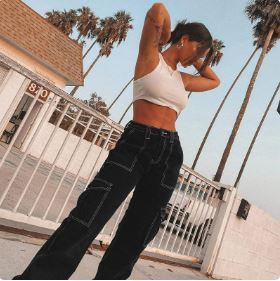 High-Waisted Y2K Cargo Jeans for Trendy Grunge and Coquette Aesthetic Outfits