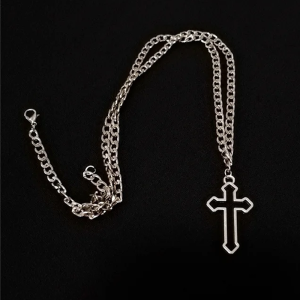 Hollow Cross Necklace - Y2K Aesthetic Jewelry for Coquette and Grunge Styles