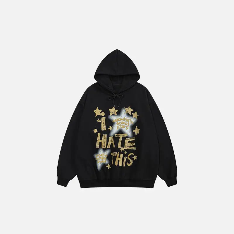 I Hate This Y2K Letter Print Comfy Hoodie - Trendy Grunge Aesthetic Top