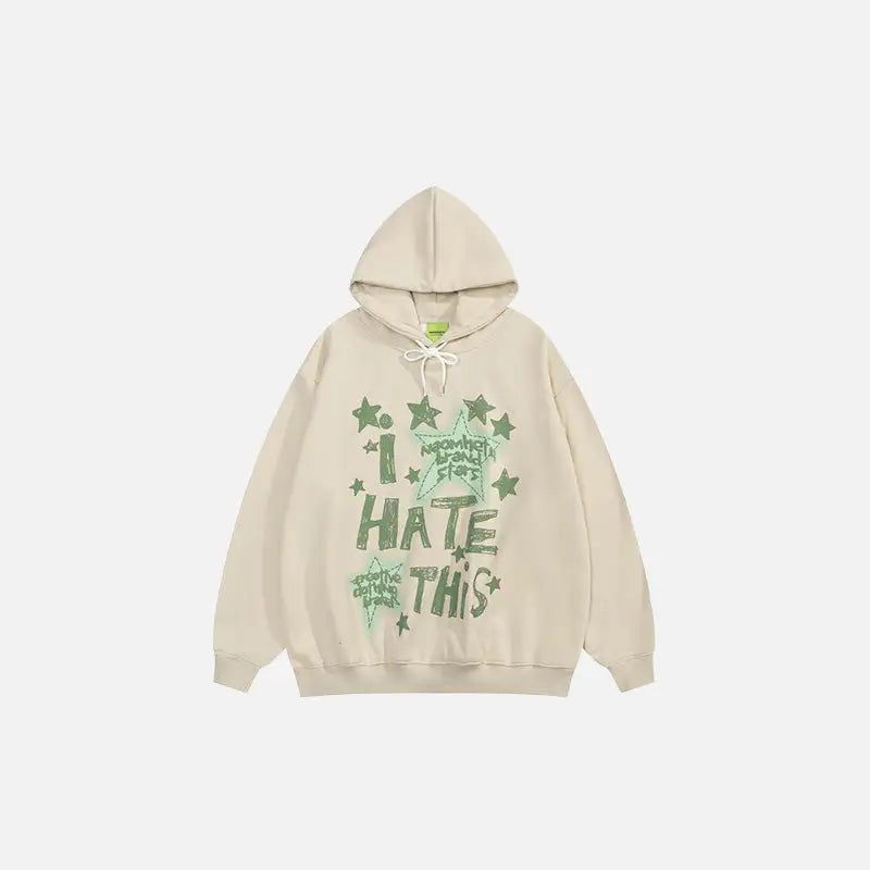 I Hate This Y2K Letter Print Comfy Hoodie - Trendy Grunge Aesthetic Top