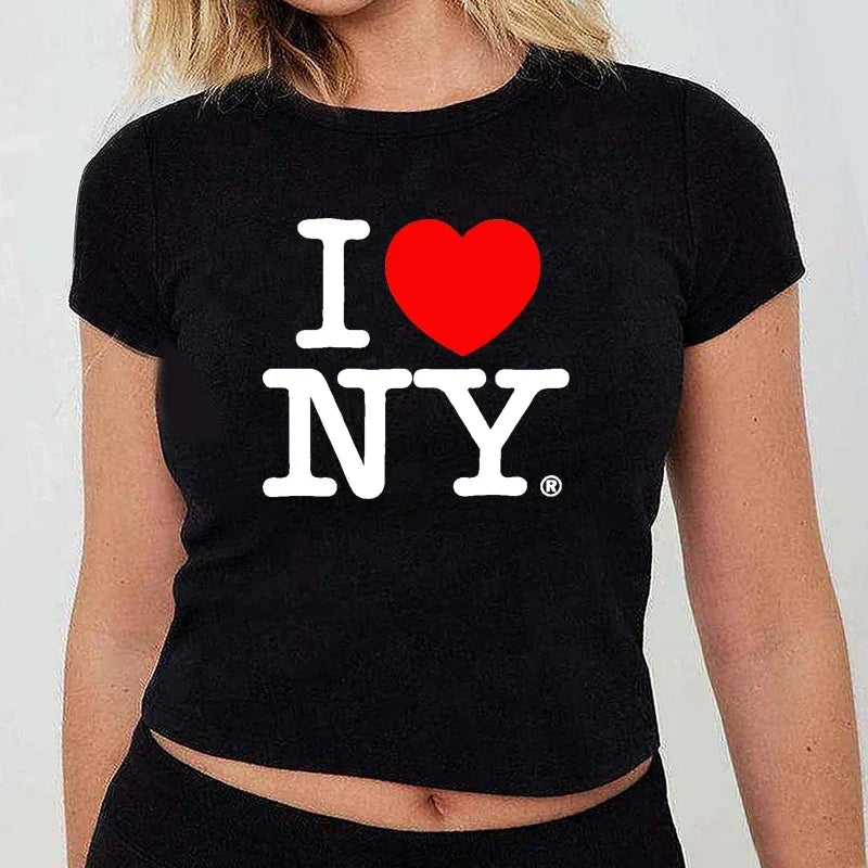 I Love New York Y2K Aesthetic Crop Top - Trendy Vintage Style for Y2K Fashion Lovers