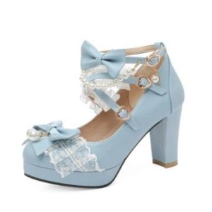 Lace Mary Jane Y2K Pumps for Coquette Aesthetic and Vintage Charm