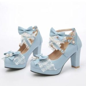 Lace Mary Jane Y2K Pumps for Coquette Aesthetic and Vintage Charm