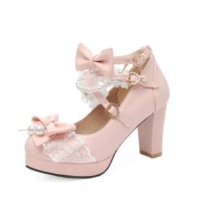 Lace Mary Jane Y2K Pumps for Coquette Aesthetic and Vintage Charm