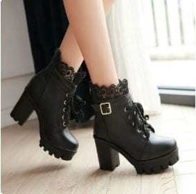 Lace Up Y2K Grunge Heeled Boots for Trendy Coquette and Aesthetic Outfits