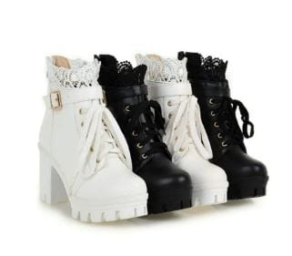 Lace Up Y2K Grunge Heeled Boots for Trendy Coquette and Aesthetic Outfits