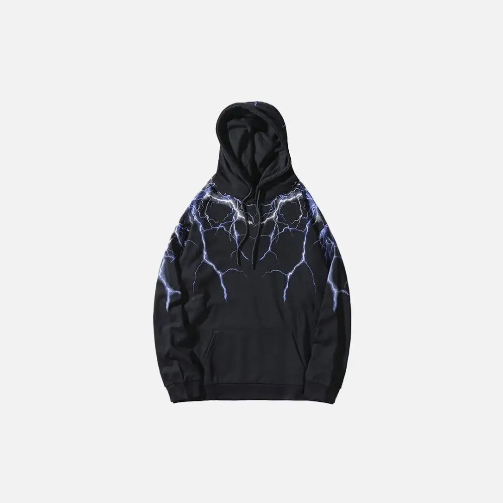 Lightning Strikes Y2K Hoodie - Trendy Grunge Aesthetic Pullover for Stylish Outfits