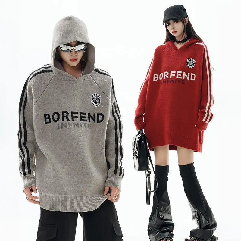 Loose Striped Y2K Hoodie in Sporty Style - Trendy and Comfy for Aesthetic Outfits