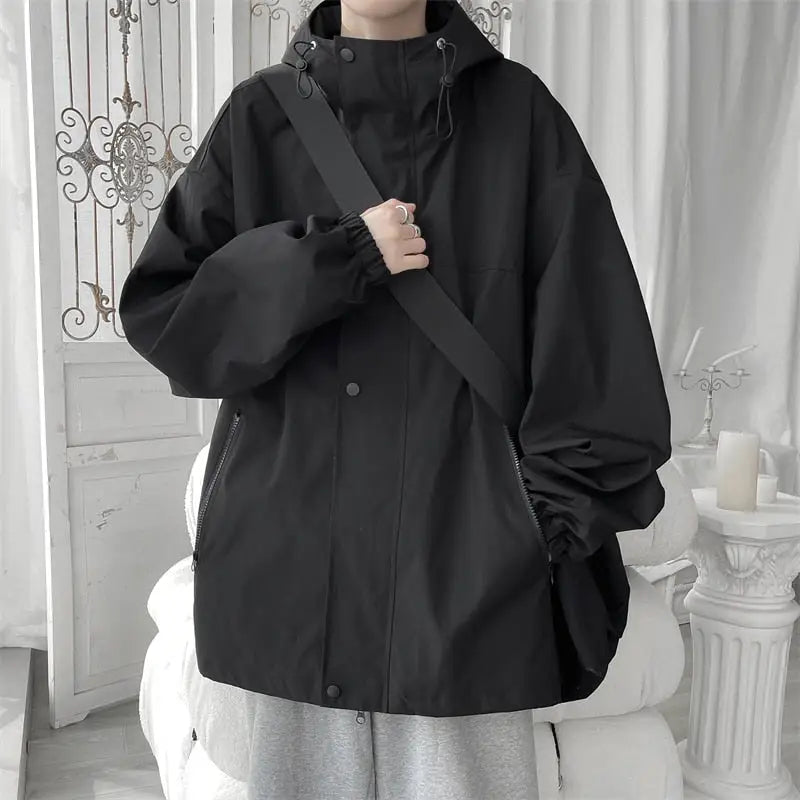 Loose Y2K Hooded Windbreaker Jacket for Trendy Aesthetic Outfits and Comfy Style