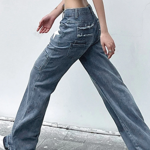 Low Rise Y2K Jeans - Trendy Vintage Style for Y2K Fashion Enthusiasts