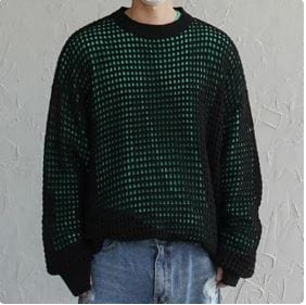 Men's Y2K Grunge Knitted Sweater - Vintage Aesthetic Knitwear for Retro Style Enthusiasts