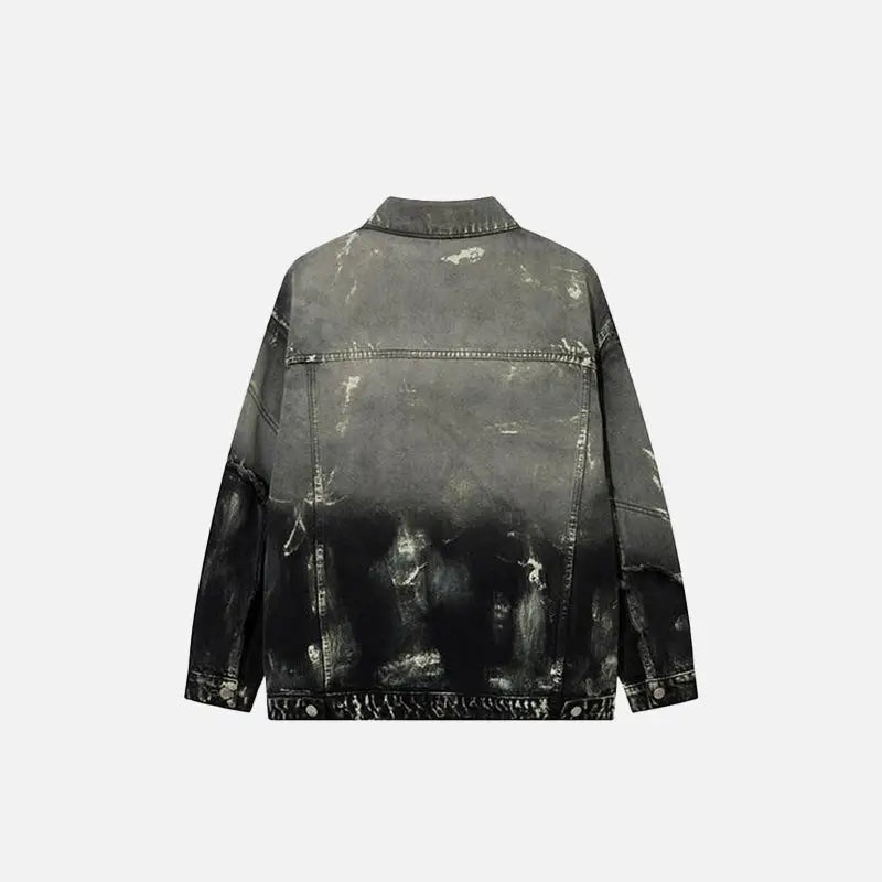 Mud Dyed Splicing Color Jacket - Trendy Y2K Fashion Statement for Unique Aesthetic Looks