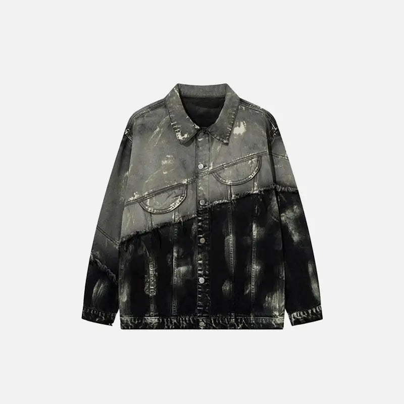 Mud Dyed Splicing Color Jacket - Trendy Y2K Fashion Statement for Unique Aesthetic Looks