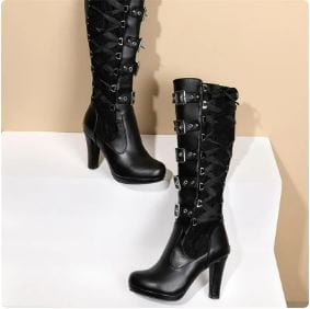 Multi-Belt Buckle Y2K Grunge Boots for Edgy Aesthetic Outfits and Vintage Style