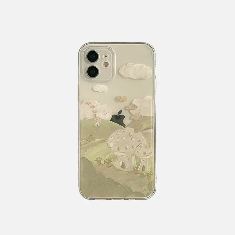 Mushroom Landscape Y2K Aesthetic Mobile Phone Case for iPhone - Cute & Trendy Design