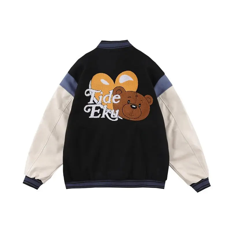 Orange Y2K Varsity Jacket for Trendy Streetwear Aesthetic Outfits