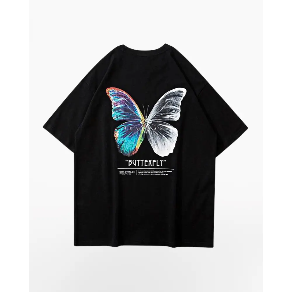 Oversized Y2K Butterfly Graphic Tee - Japanese Aesthetic T-Shirt for Trendy Looks