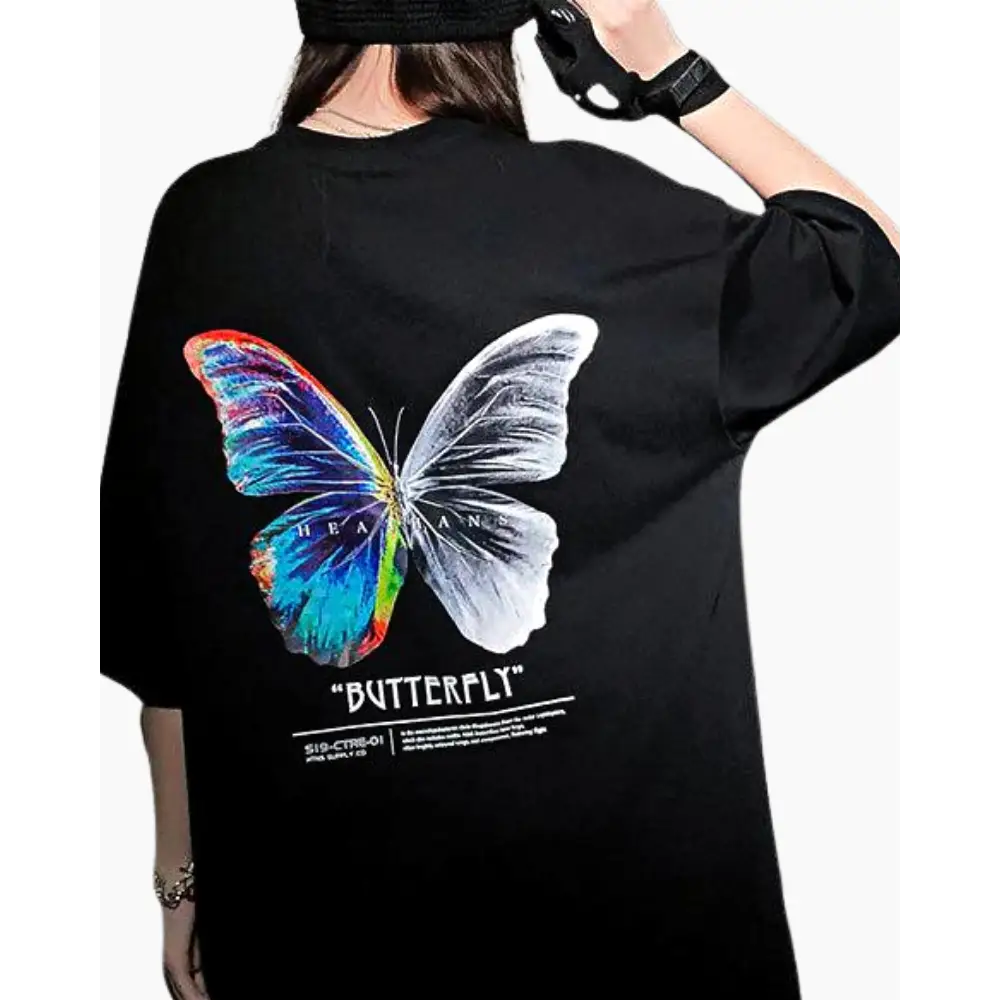 Oversized Y2K Butterfly Graphic Tee - Japanese Aesthetic T-Shirt for Trendy Looks