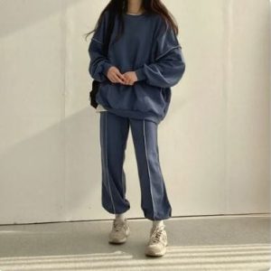 Oversized Y2K Hoodie Tracksuit for Comfy Grunge Aesthetic Outfits and Casual Style