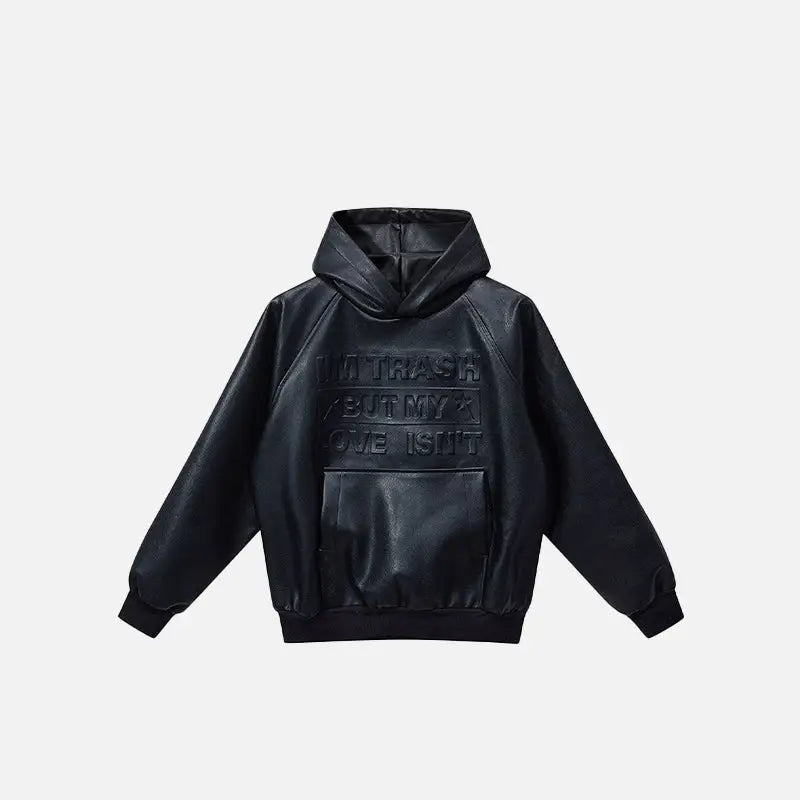 Oversized Y2K Hoodie with Embossed Letter Print for Trendy Aesthetic Outfits