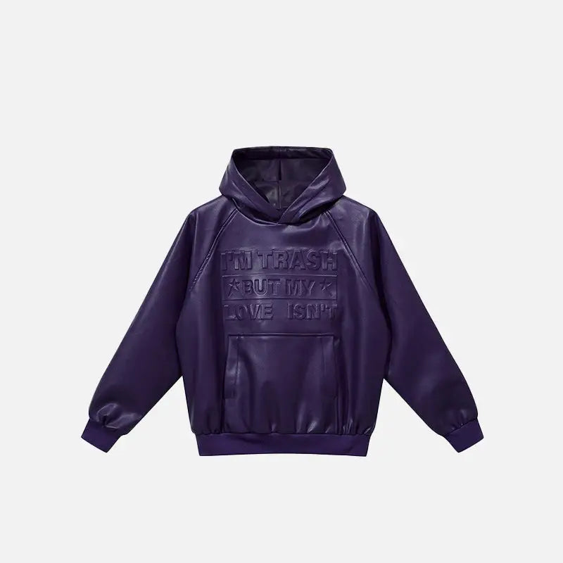 Oversized Y2K Hoodie with Embossed Letter Print for Trendy Aesthetic Outfits