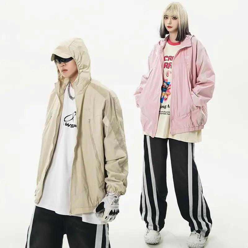 Oversized Y2K Patchwork Windbreaker Jacket for Trendy Grunge and Coquette Aesthetic