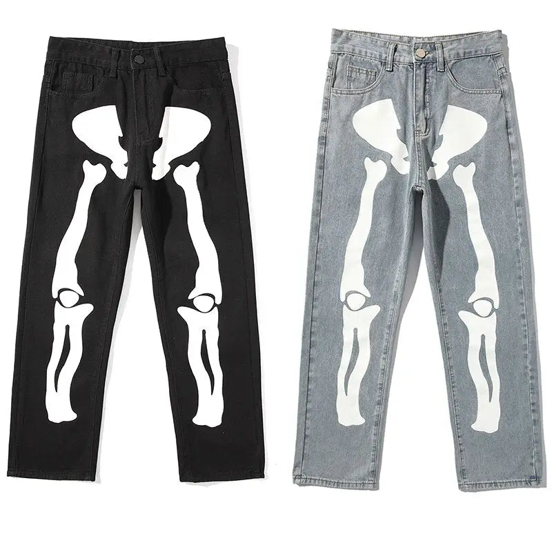 Pantalon Squelette Y2K pour un Look Grunge Aesthetic et Style Rebelle