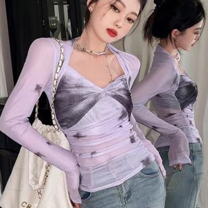 Pastel Aesthetic Long Sleeve Shirt - Y2K Fashion Essential for Cute Outfits