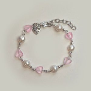 Pastel Pink Aesthetic Bracelet - Y2K Coquette Style Jewelry for Cute Outfits