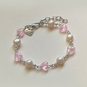 Pastel Pink Aesthetic Bracelet - Y2K Coquette Style Jewelry for Cute Outfits