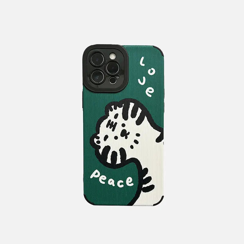 Peace & Love Tiger Y2K Aesthetic Mobile Phone Case for iPhone - Cute & Trendy Design