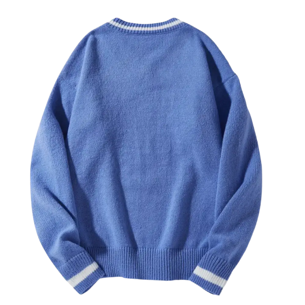 Persian Blue Y2K Butterfly Sweater - Cozy 400gsm Knit for Aesthetic Outfits