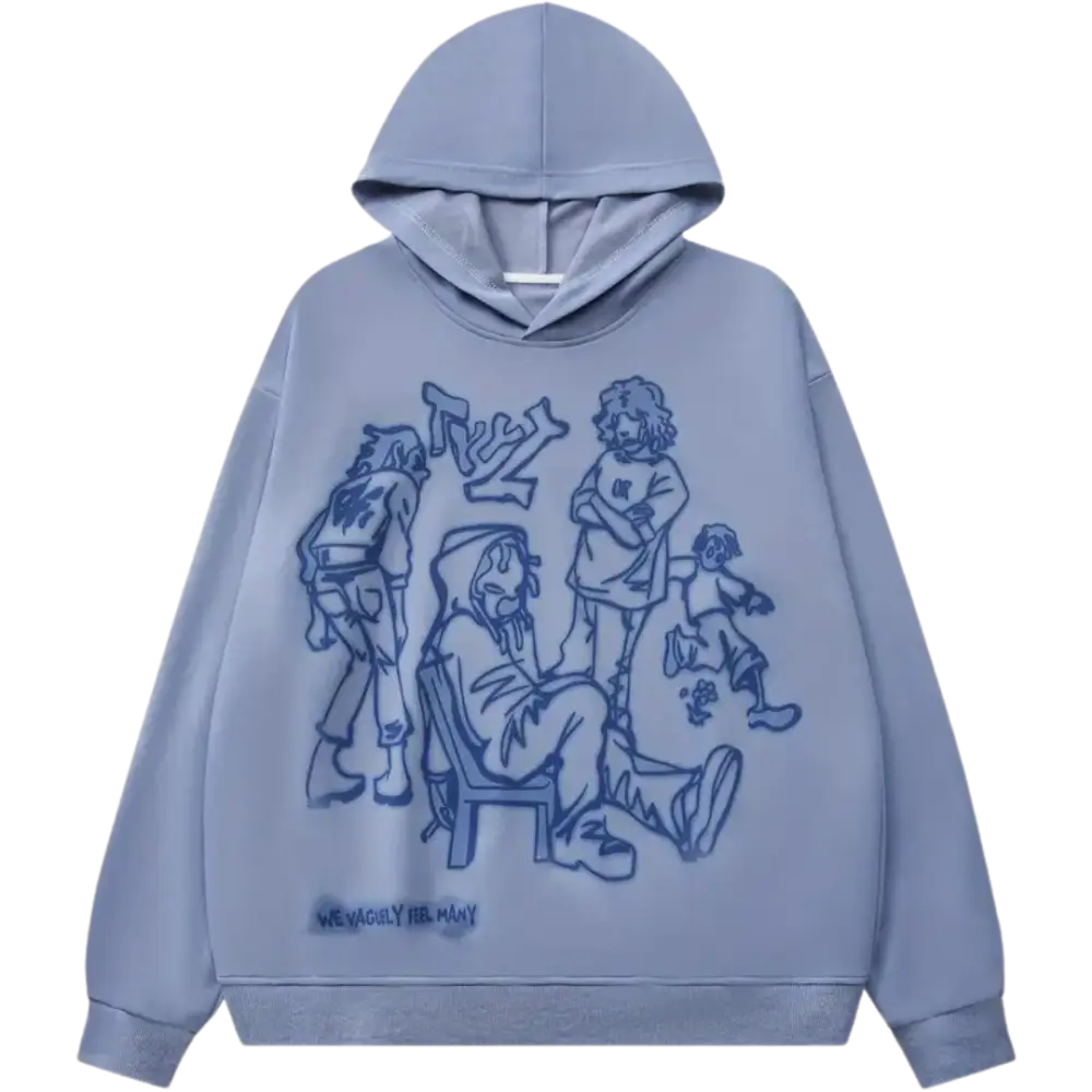 Persian Blue Y2K Playground Hoodie - Trendy Coquette Aesthetic for Casual Chic Style