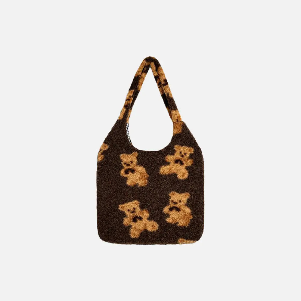 Plush Teddy Bear Tote Bag - Cute Y2K Aesthetic Accessory for Cozy Outfits