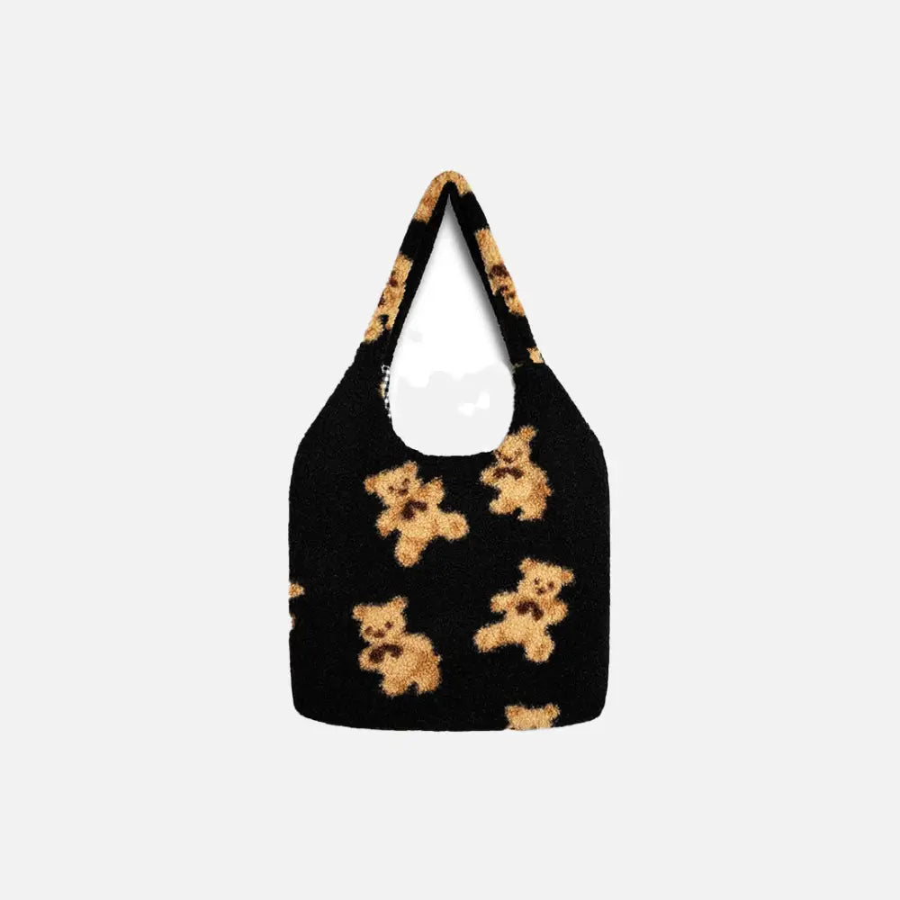 Plush Teddy Bear Tote Bag - Cute Y2K Aesthetic Accessory for Cozy Outfits