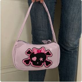 Punk Skull Y2K Aesthetic Handbag - Edgy Grunge Style for Unique Fashion Statements