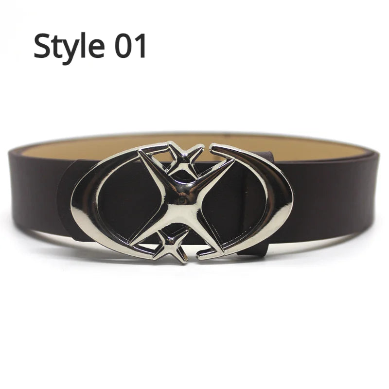 Punk Y2K Belt with Moon and Star Buckle - Edgy Aesthetic Accessory for Y2K Fashion