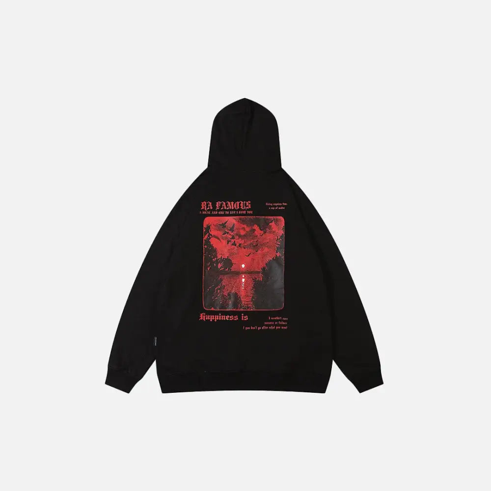 Red Moon Y2K Hoodie: Embrace Retro Aesthetic with Cozy Style and Unique Design