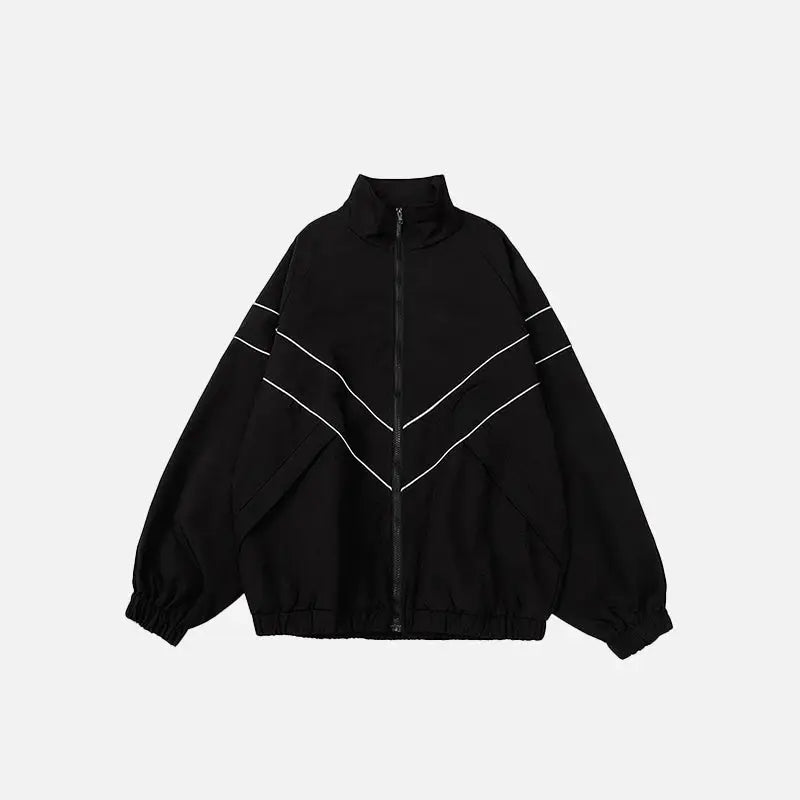 Reflective Striped Y2K Jacket - Trendy Aesthetic Outerwear for Stylish Looks