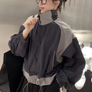 Retro 90s Windbreaker Jacket - Y2K Aesthetic Outerwear for Vintage Style Lovers