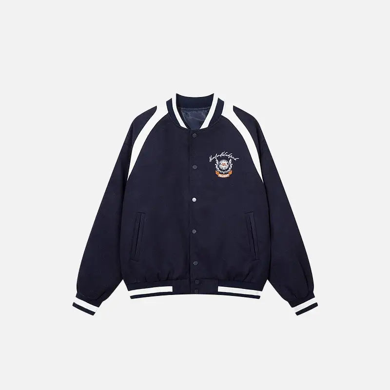 Retro Color Block Varsity Jacket - Y2K Aesthetic Fashion Statement Piece