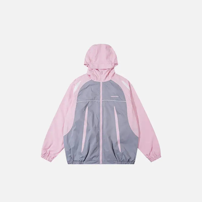 Retro Color Block Y2K Windbreaker Jacket - Trendy Aesthetic Outerwear for Stylish Looks