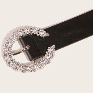 Rhinestone Buckle Belt for Y2K Fashion: Sparkly Accessory for Coquette and Grunge Aesthetics