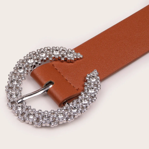 Rhinestone Buckle Belt for Y2K Fashion: Sparkly Accessory for Coquette and Grunge Aesthetics