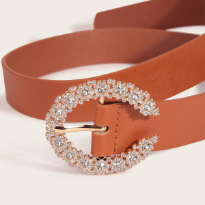 Rhinestone Buckle Belt for Y2K Fashion: Sparkly Accessory for Coquette and Grunge Aesthetics