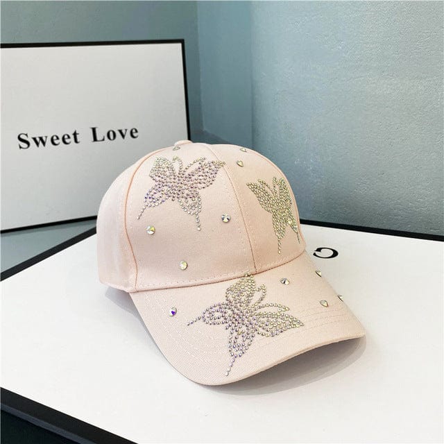 Rhinestone Butterfly Y2K Hat - Sparkly Aesthetic Accessory for Trendy Outfits