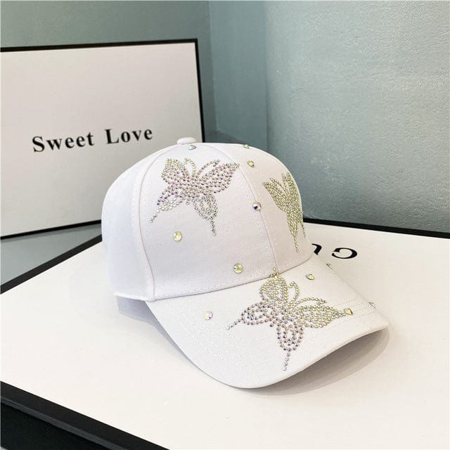 Rhinestone Butterfly Y2K Hat - Sparkly Aesthetic Accessory for Trendy Outfits