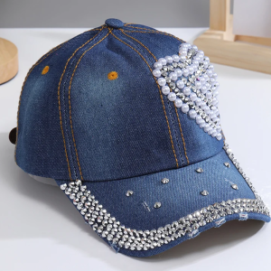 Rhinestone Heart Cap: Y2K Aesthetic Accessory for Coquette and Grunge Styles