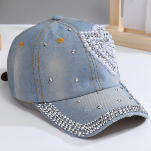 Rhinestone Heart Cap: Y2K Aesthetic Accessory for Coquette and Grunge Styles