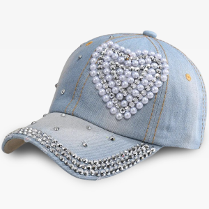 Rhinestone Heart Cap: Y2K Aesthetic Accessory for Coquette and Grunge Styles